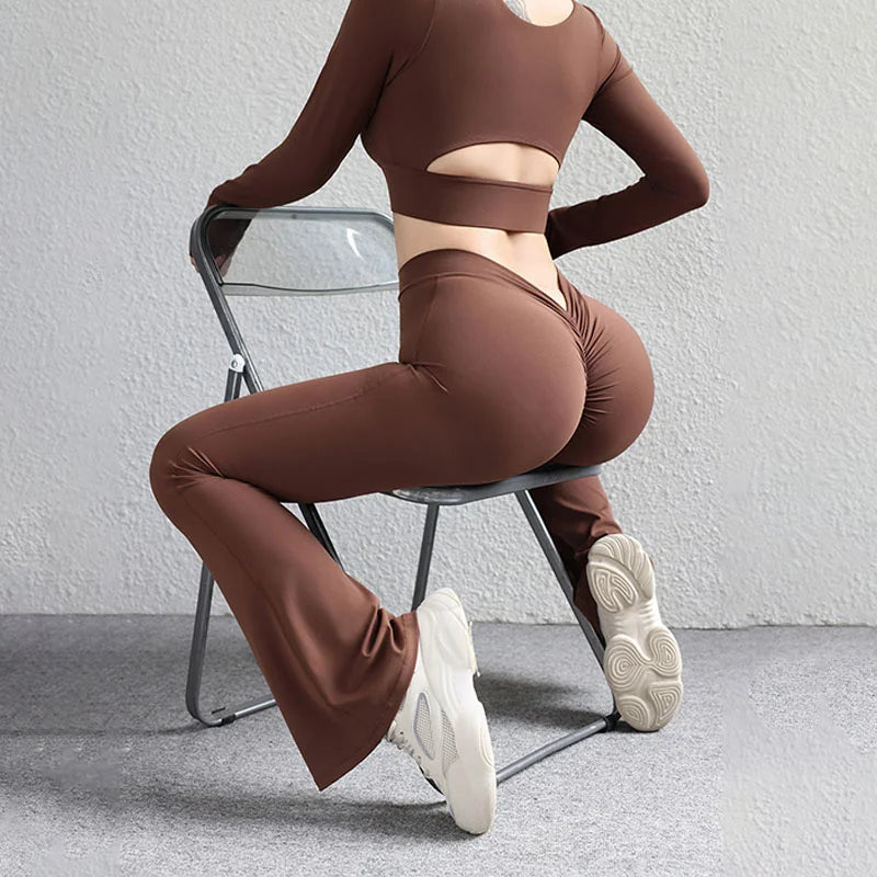 Butt Lifting Gym Flare Leggings for Women – Scrunch High Waist Tummy Control Yoga Pants