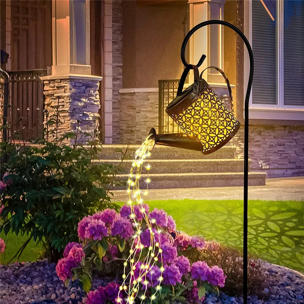 Solar Waterfall Lamp Waterproof Outdoor Garden Decor