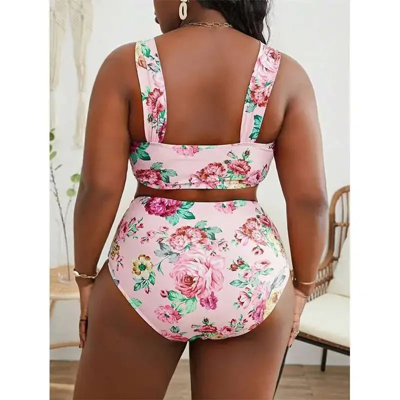 Girl Like Plus Size Split Swimsuit – High Waist Bikini for Women, Backless Summer Swimwear