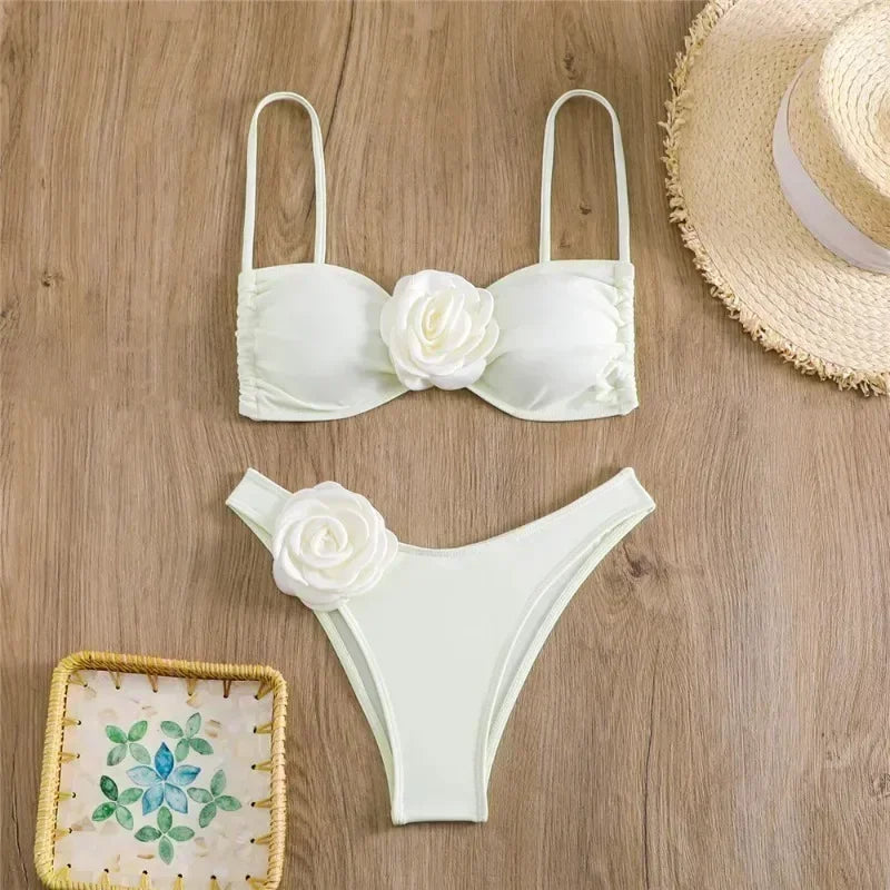 White bikini set with floral