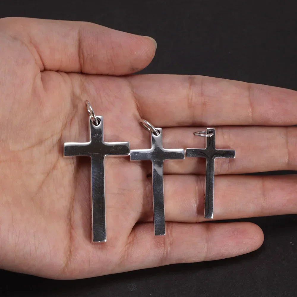 Real Solid 925 Sterling Silver Cross Pendant for Men and Women