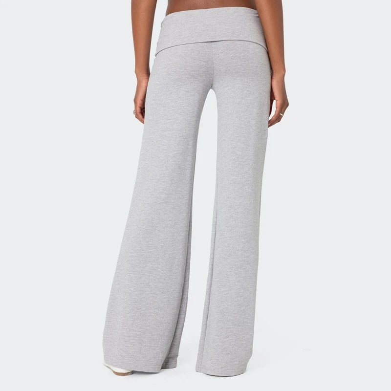 Casual TikTok Viral Wide Leg Sweatpants for Women – Low Rise Flare Lounge Yoga Pants