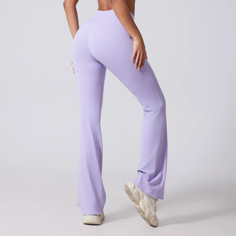 Women's Hip lifting flared pants high waisted yoga fitness pants sports micro flared yoga pants wide leg pants
