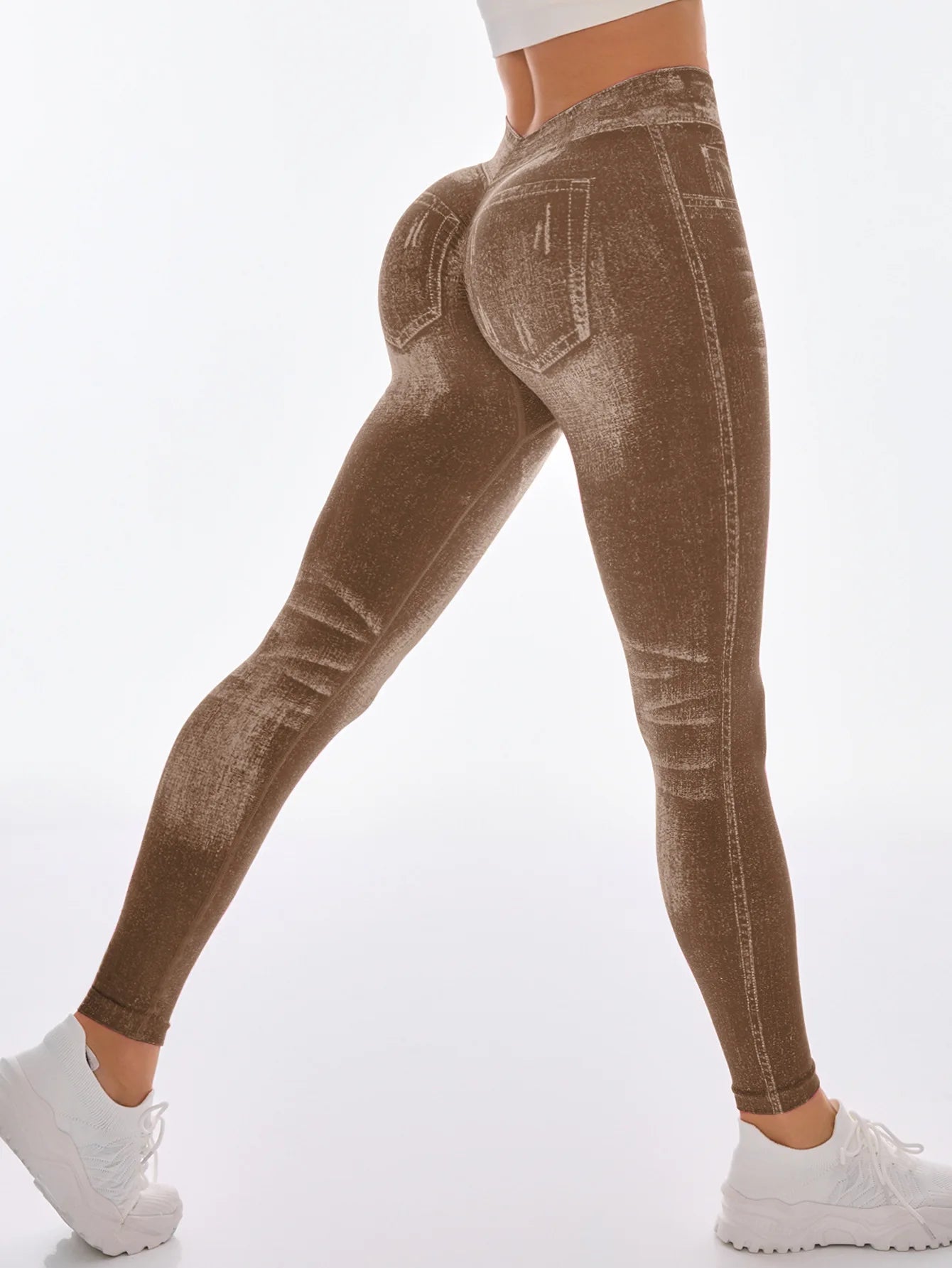 Women’s V Back Scrunch Butt Leggings – High Waist, Seamless, Tummy Control Workout Tights