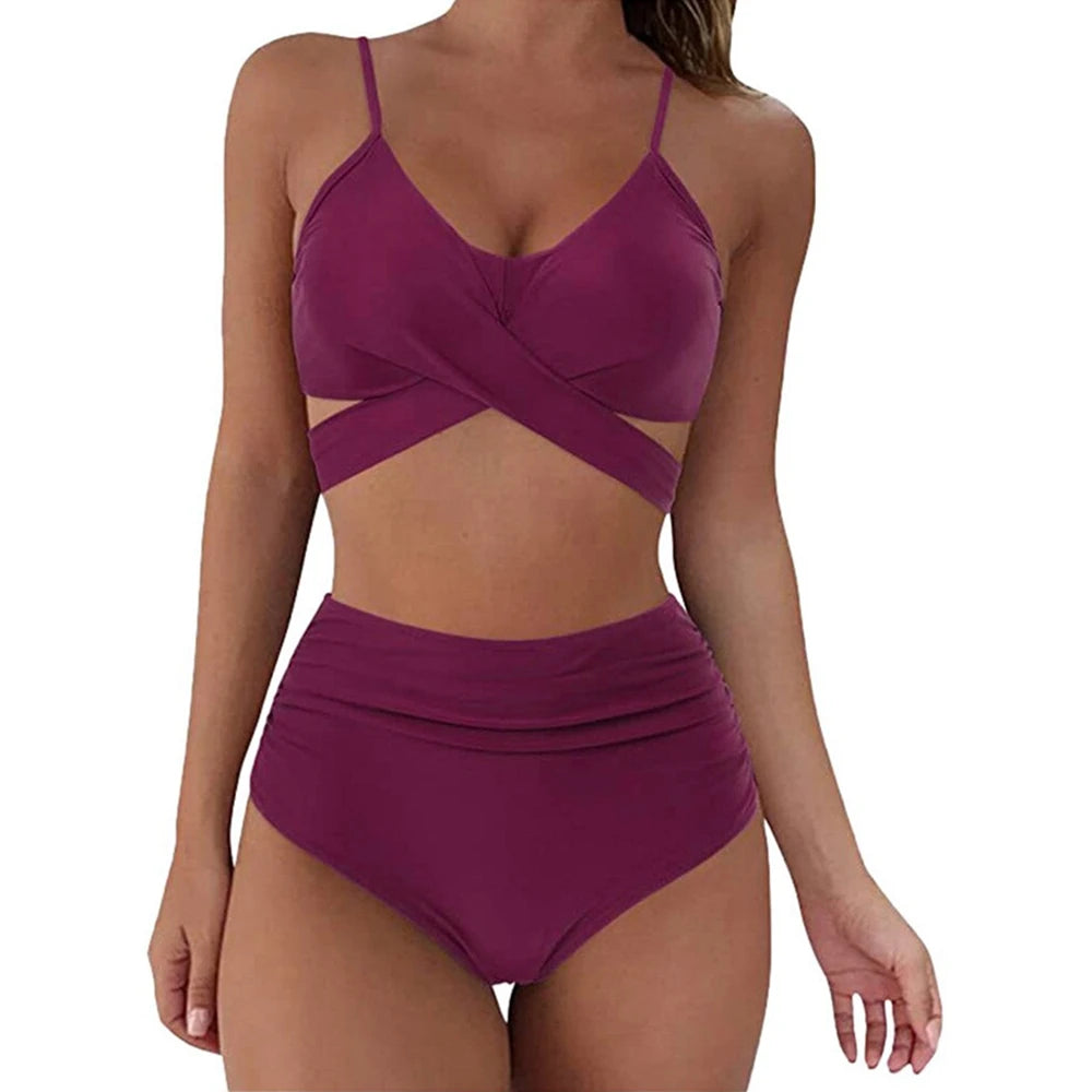 12 Colors Women’s Slim High Waisted Bikini Set