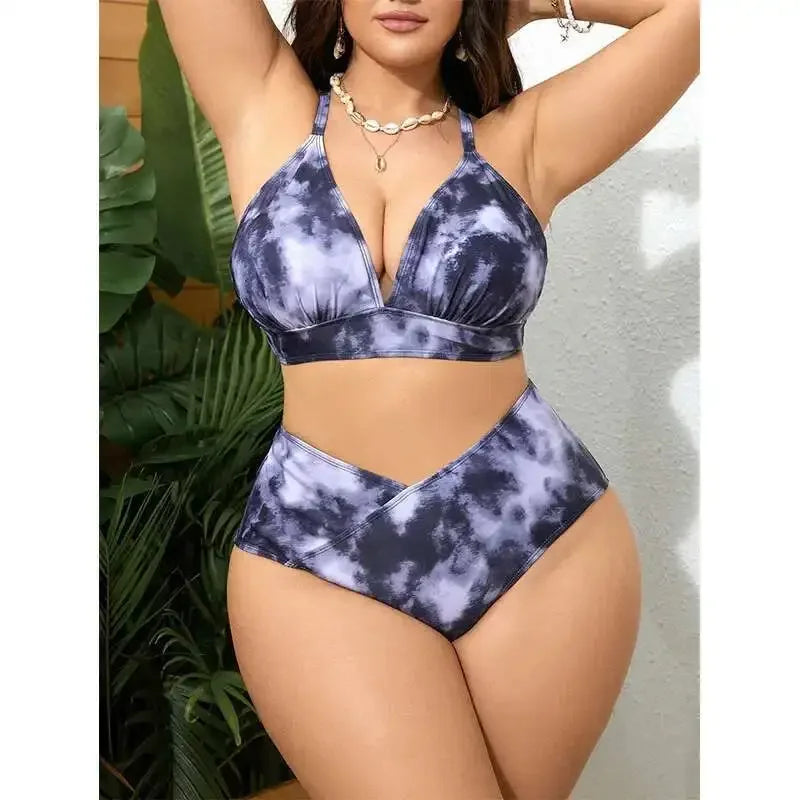 Blunt Style Plus Size Split Bikini for Women – High-Waisted Beach Swimsuit