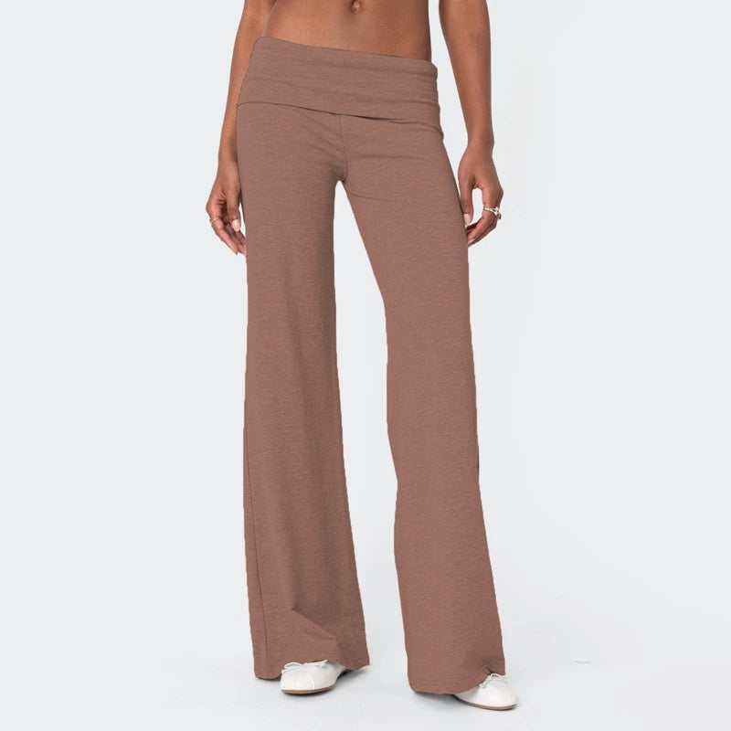 Casual TikTok Viral Wide Leg Sweatpants for Women – Low Rise Flare Lounge Yoga Pants