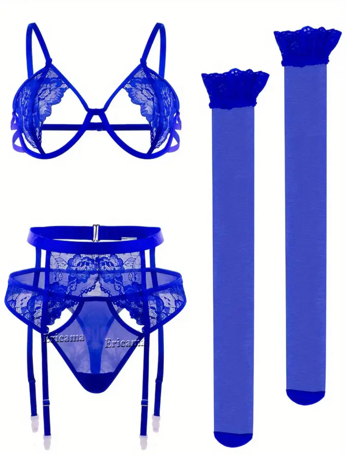 Women's Lace Garter Lingerie Set with Choker - Sexy Underwire Bra & Thong