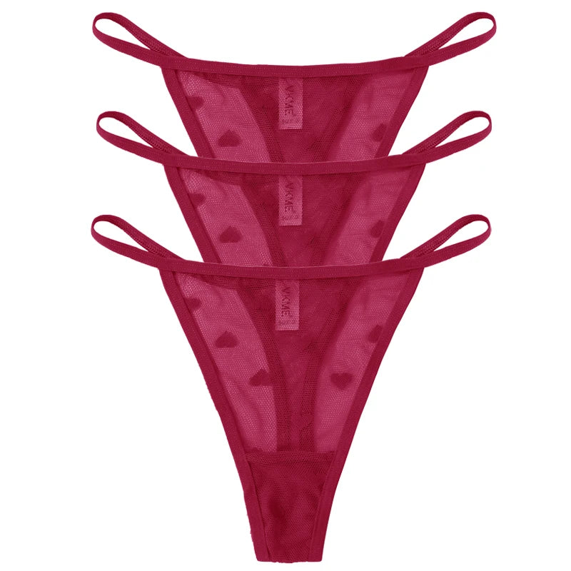 Lace Sheer Thong Panties - Women's Low Waist Seamless Lingerie