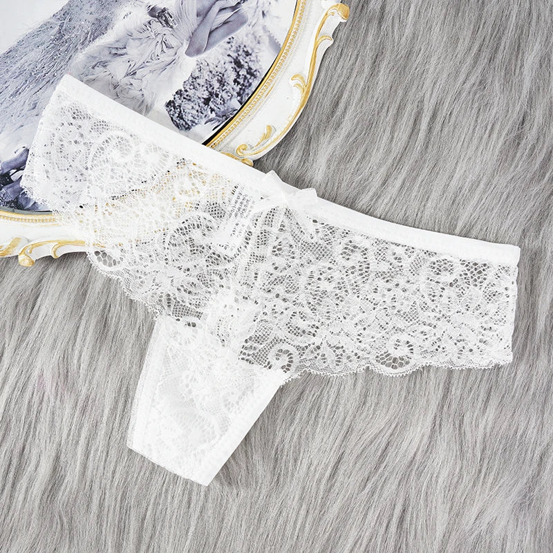 Comfortable & Transparent Women's Lace Thong Low Waist Panties