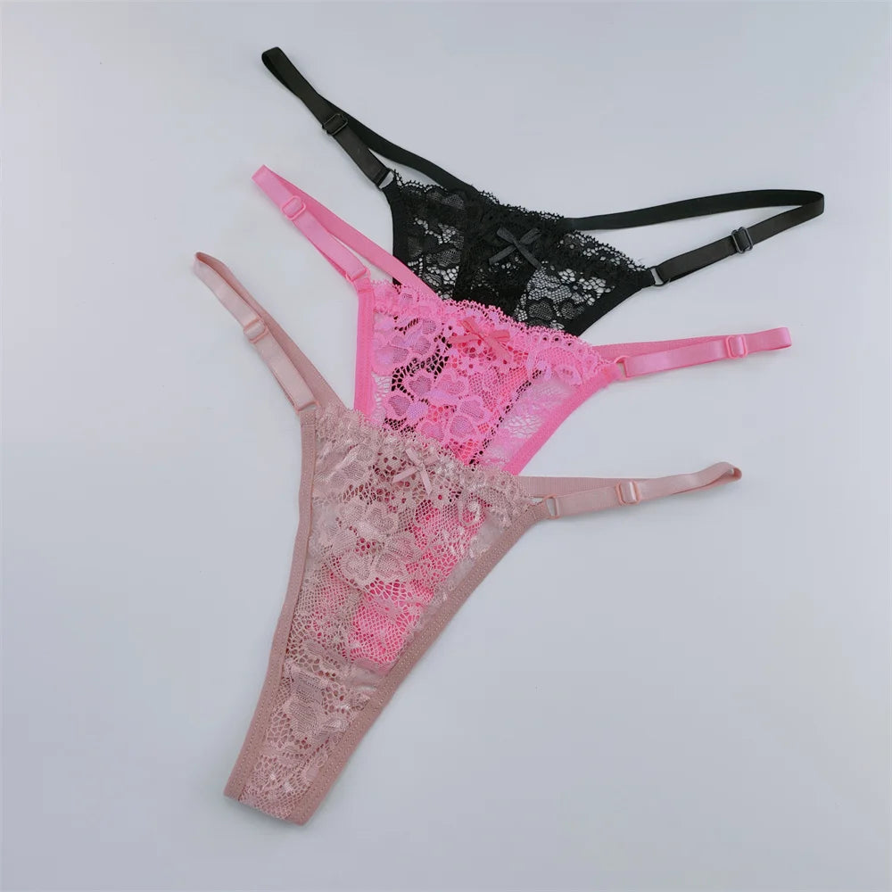 Transparent Low Waist G-String Lace Thongs Panties for Women
