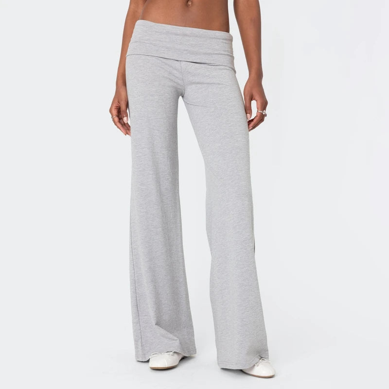 Casual TikTok Viral Wide Leg Sweatpants for Women – Low Rise Flare Lounge Yoga Pants