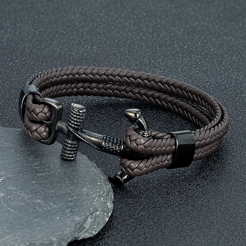 Navy Style Handmade Anchor Bracelet with Trendy Multilayer Design