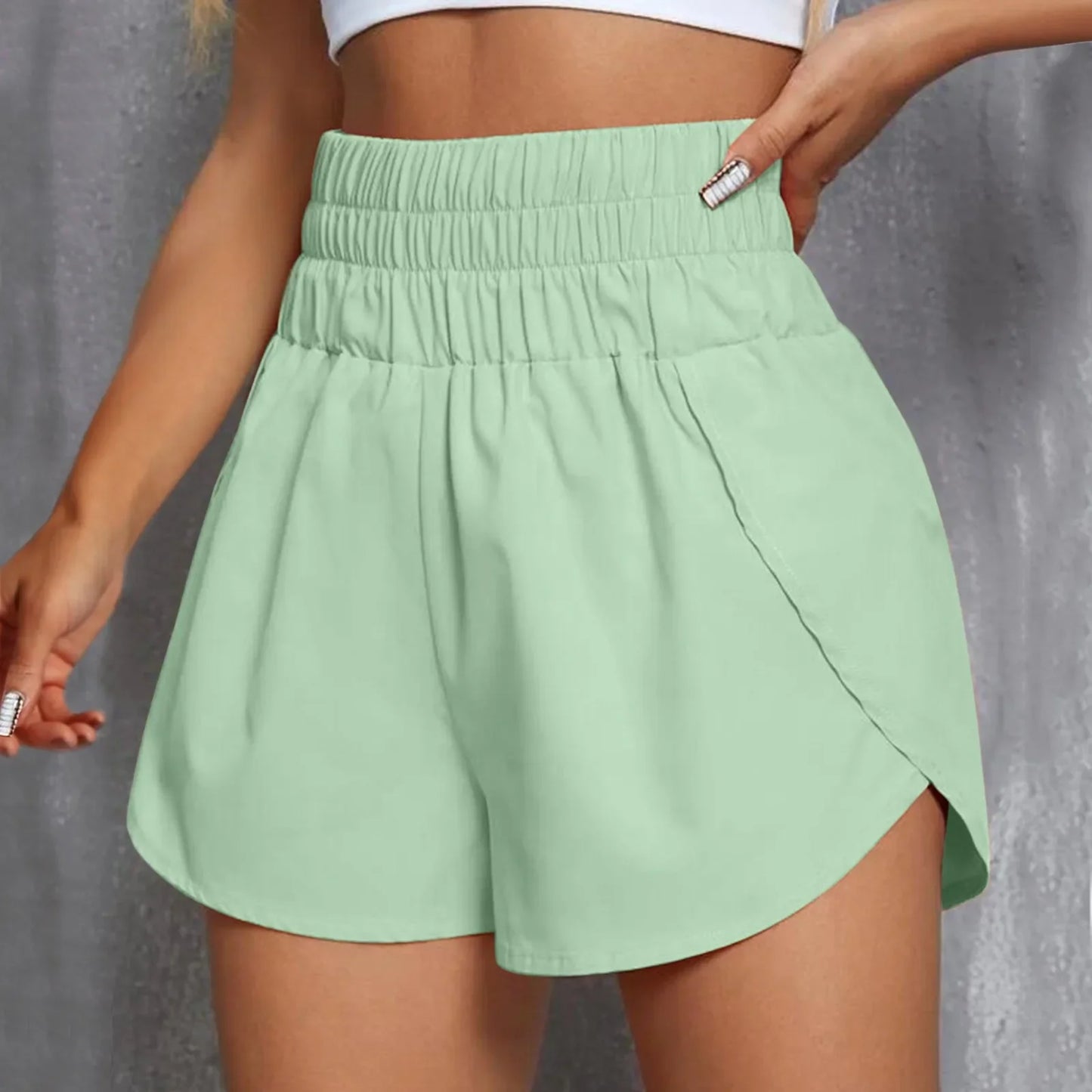 Women's Quick-Dry Side Split Running Shorts – Elastic Waist Yoga Fit