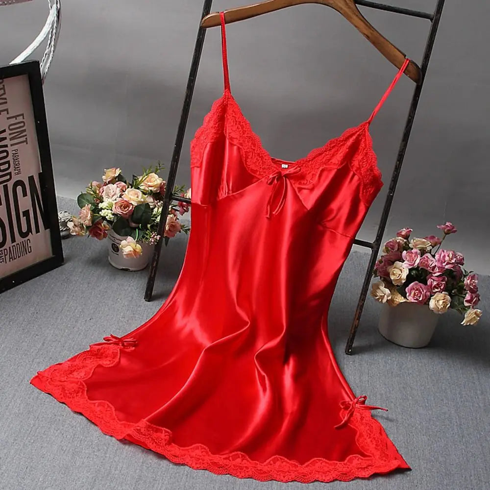 Sexy Lace Patchwork Camisola Lingerie Nighty Wedding Dress Sleepwear