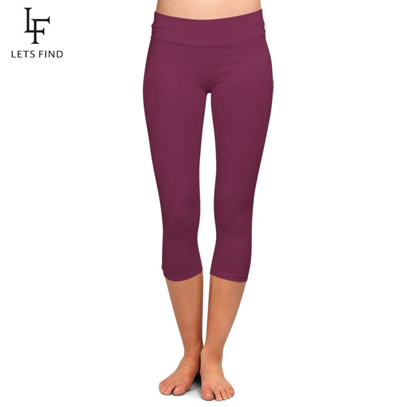 High Quaility Milk Silk Women High Waist Fitness Capri Leggings Solid Black Elastic Soft Slim Mid-Calf Pants