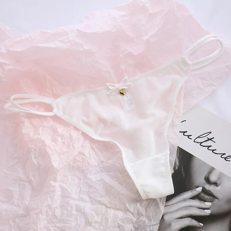Transparent Low-Waist Cartoon G-String Panties – Cute Mesh Underwear