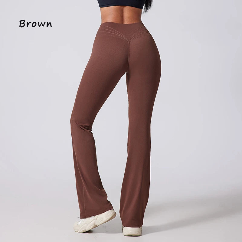 Women's Hip lifting flared pants high waisted yoga fitness pants sports micro flared yoga pants wide leg pants
