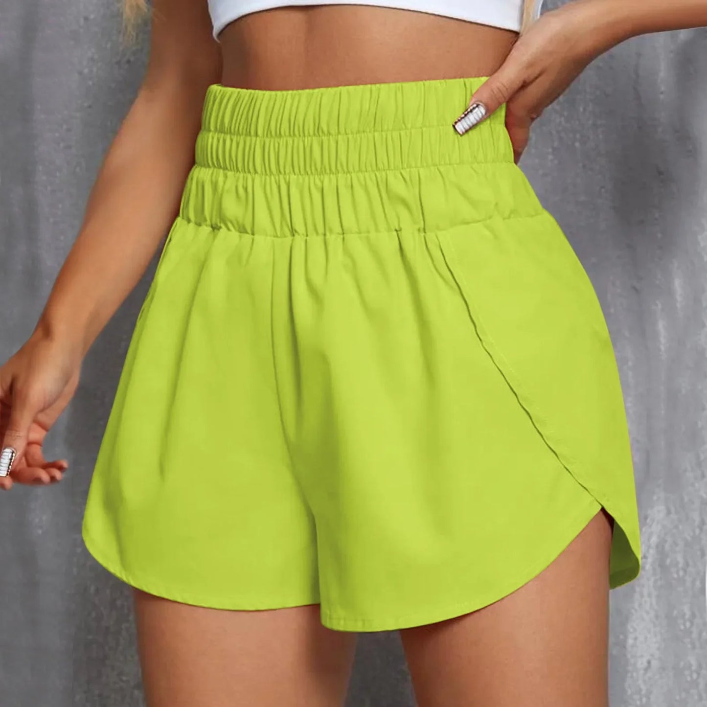 Women's Quick-Dry Side Split Running Shorts – Elastic Waist Yoga Fit