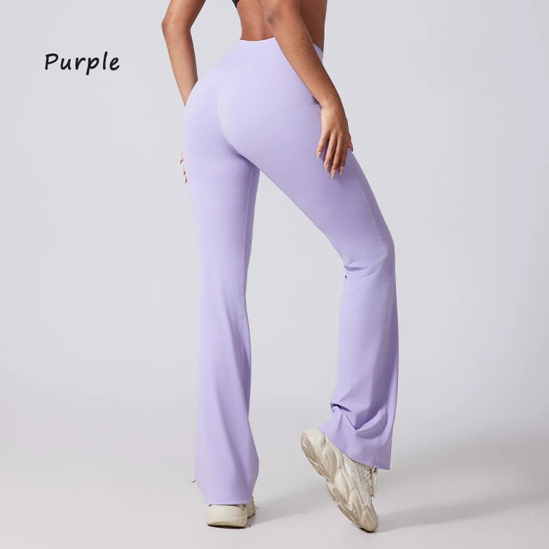 Women's Hip lifting flared pants high waisted yoga fitness pants sports micro flared yoga pants wide leg pants