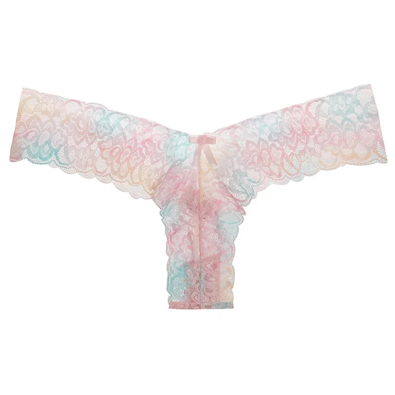 Women’s Ruffles Seamless G-String See-Through Lace Panties