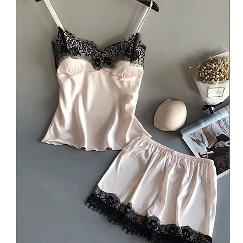 V-Neck Lace Nightgown with Bowknot and Sleep Shorts for Everyday Comfort