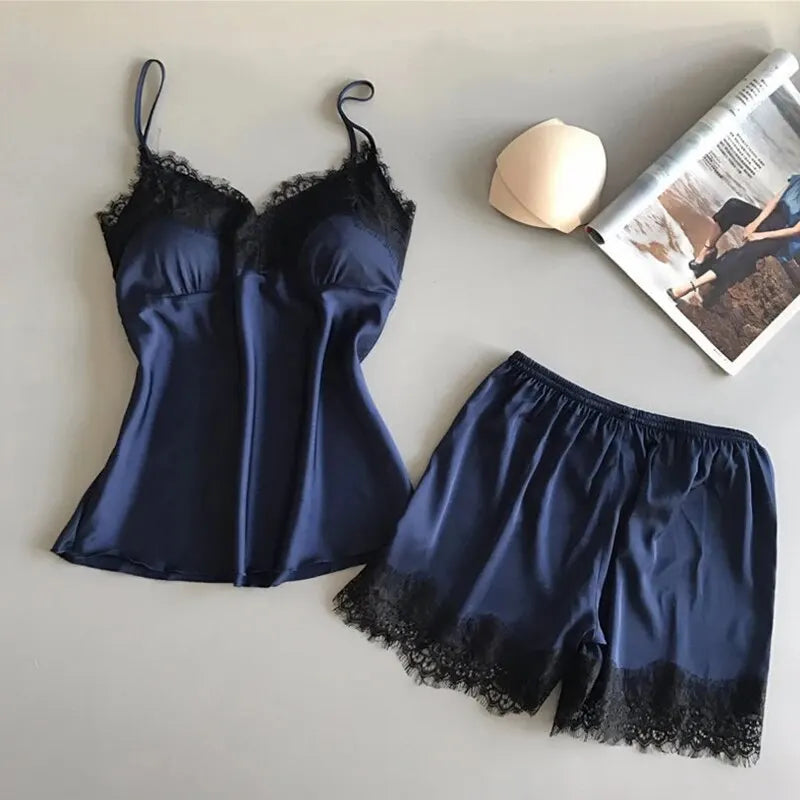 V-Neck Lace Nightgown with Bowknot and Sleep Shorts for Everyday Comfort