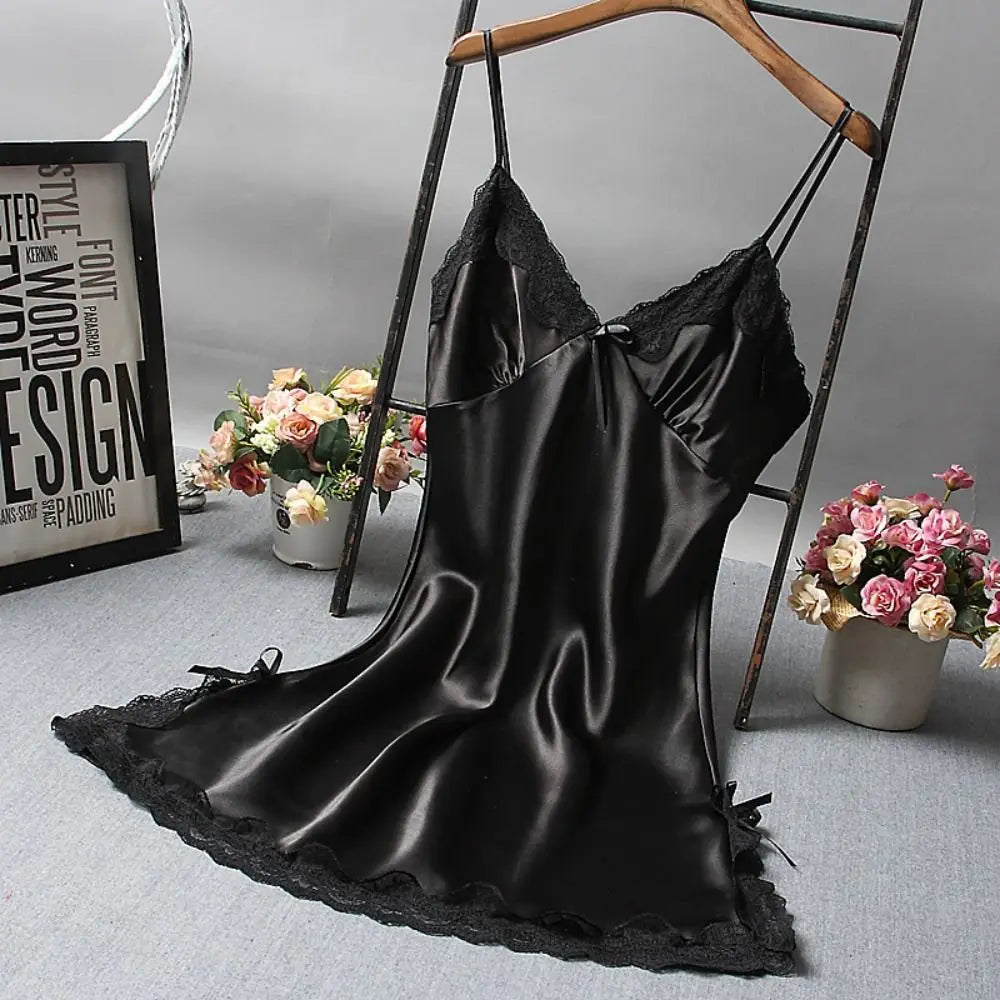 Sexy Lace Patchwork Camisola Lingerie Nighty Wedding Dress Sleepwear