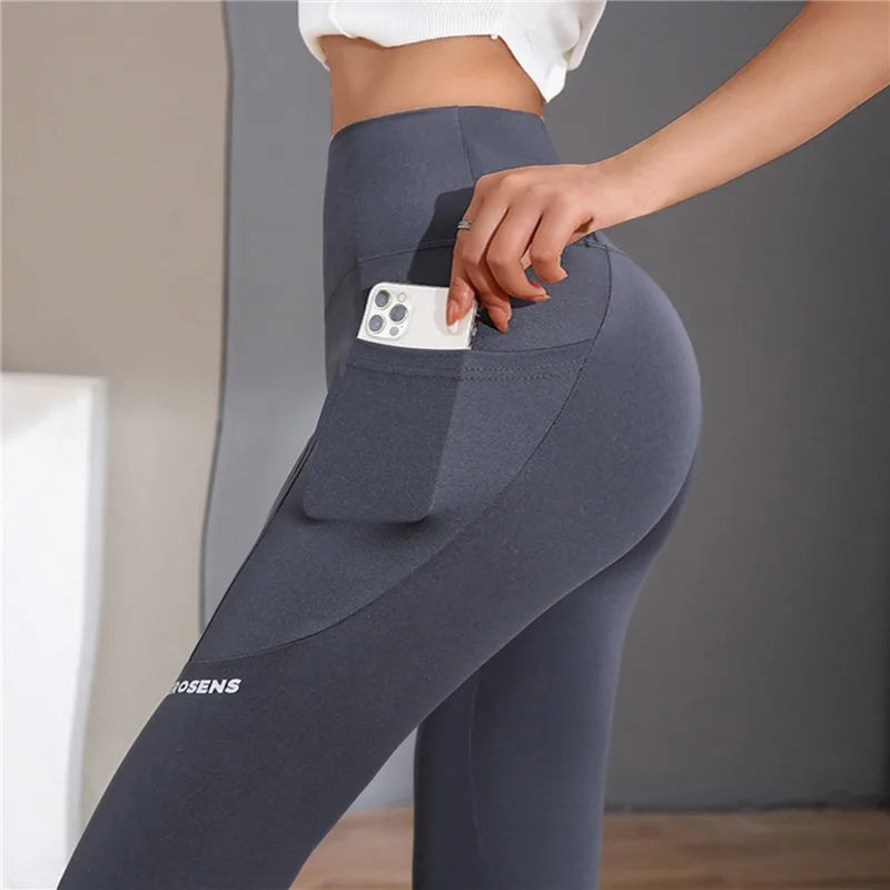 High-Waisted Seamless Leggings with Pockets for Women