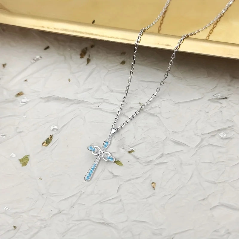 S925 Silver Exquisite Cross Infinity Pendant Necklace