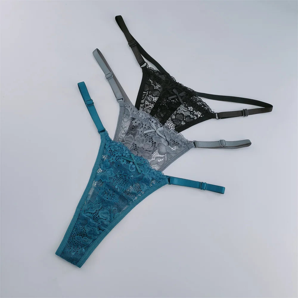 Transparent Low Waist G-String Lace Thongs Panties for Women