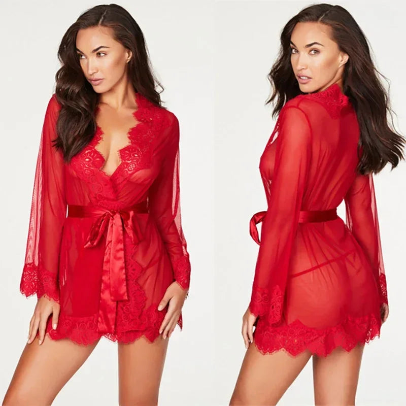 Sexy Women's Lingerie Lace Babydoll Sleepwear Set