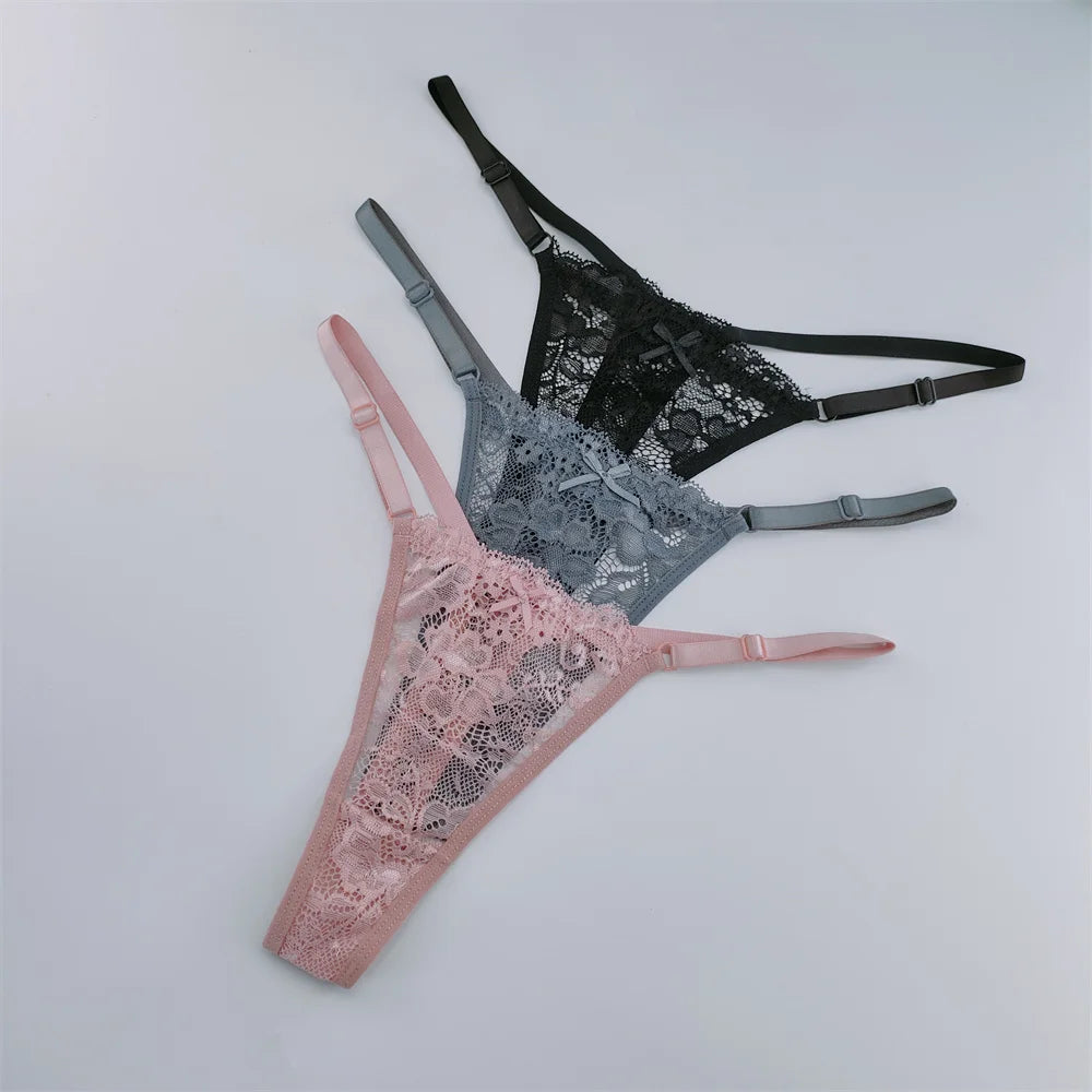 Transparent Low Waist G-String Lace Thongs Panties for Women