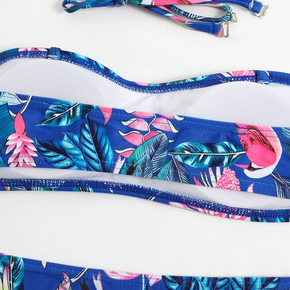 Print Strapless Two-Piece Bikini Set for Women – Summer Beachwear Swimwear