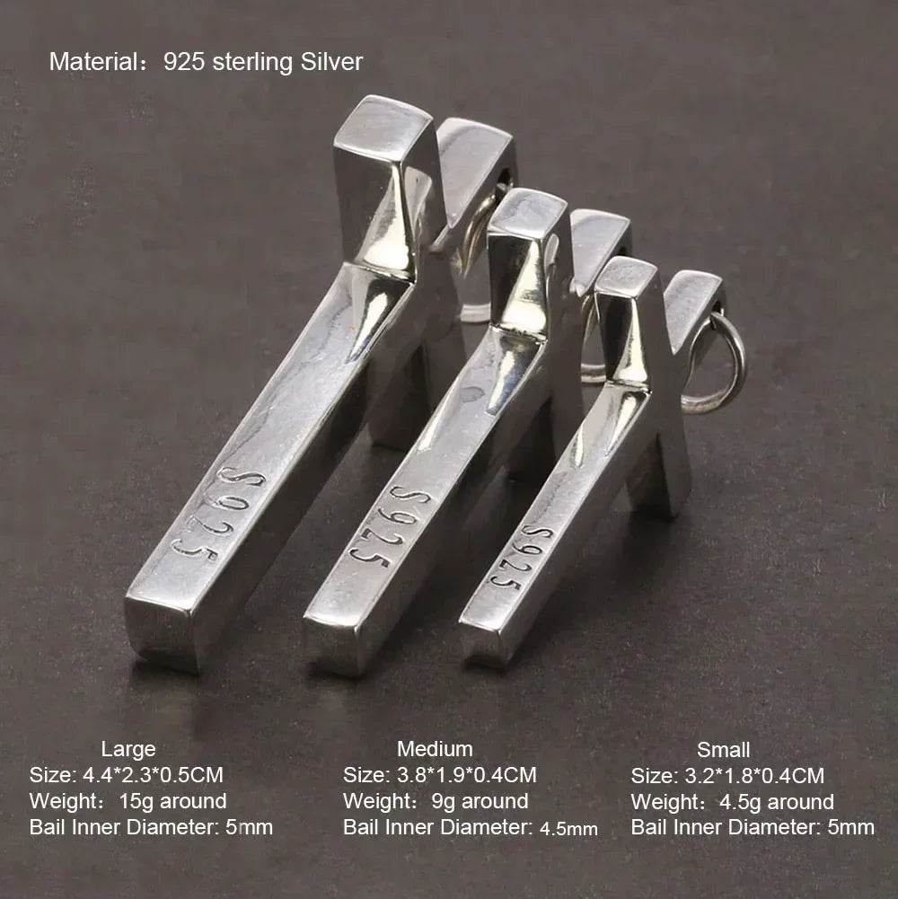 Real Solid 925 Sterling Silver Cross Pendant for Men and Women