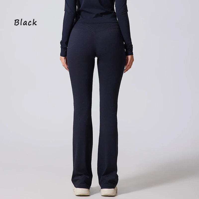 Women's Hip lifting flared pants high waisted yoga fitness pants sports micro flared yoga pants wide leg pants