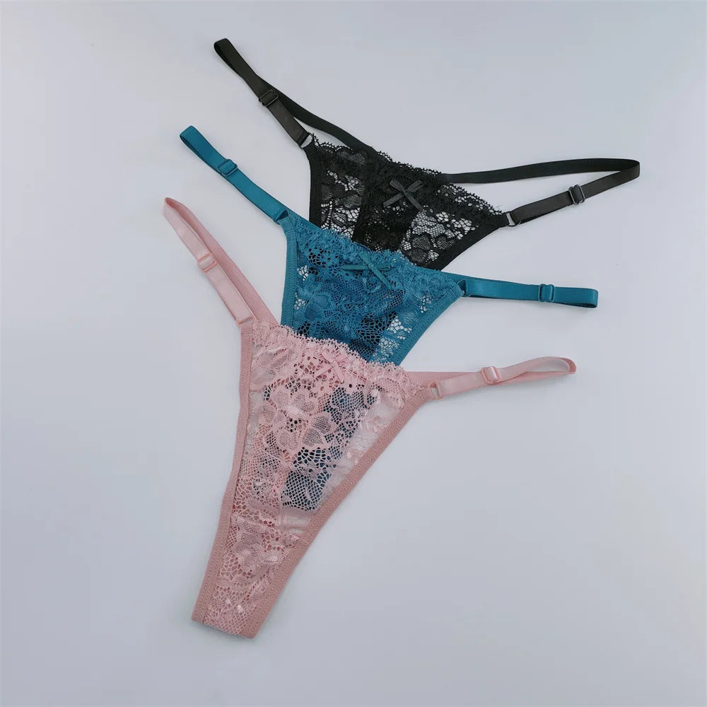 Transparent Low Waist G-String Lace Thongs Panties for Women