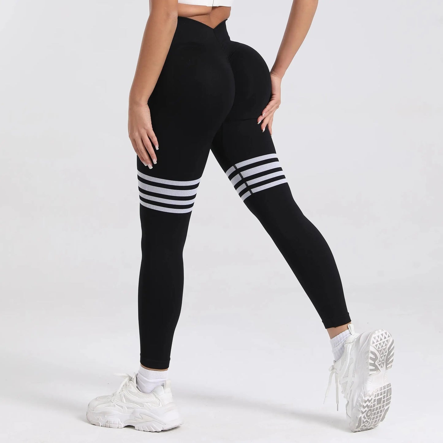 Women’s Butt Lifting V Back Seamless Gym Leggings – Tummy Control, High Waist, Squat-Proof Fit