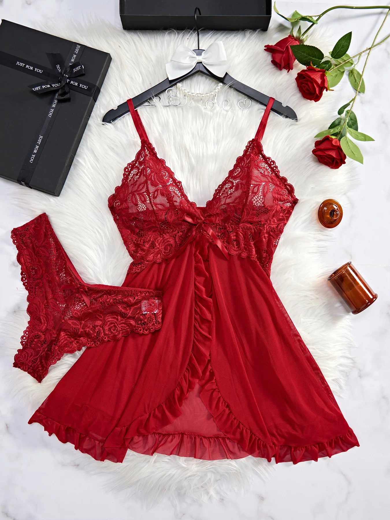 Alluring Lace Slip Dress - V-Neck Sleepwear & Underwear