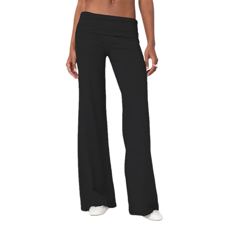 Casual TikTok Viral Wide Leg Sweatpants for Women – Low Rise Flare Lounge Yoga Pants