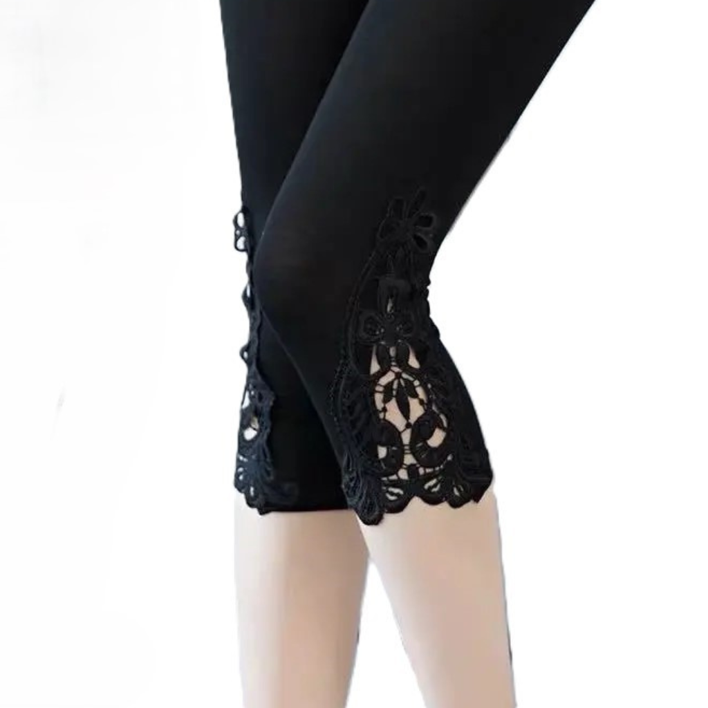 TikTok Viral Leggings for Women – Lace Stretch High-Waisted Capris