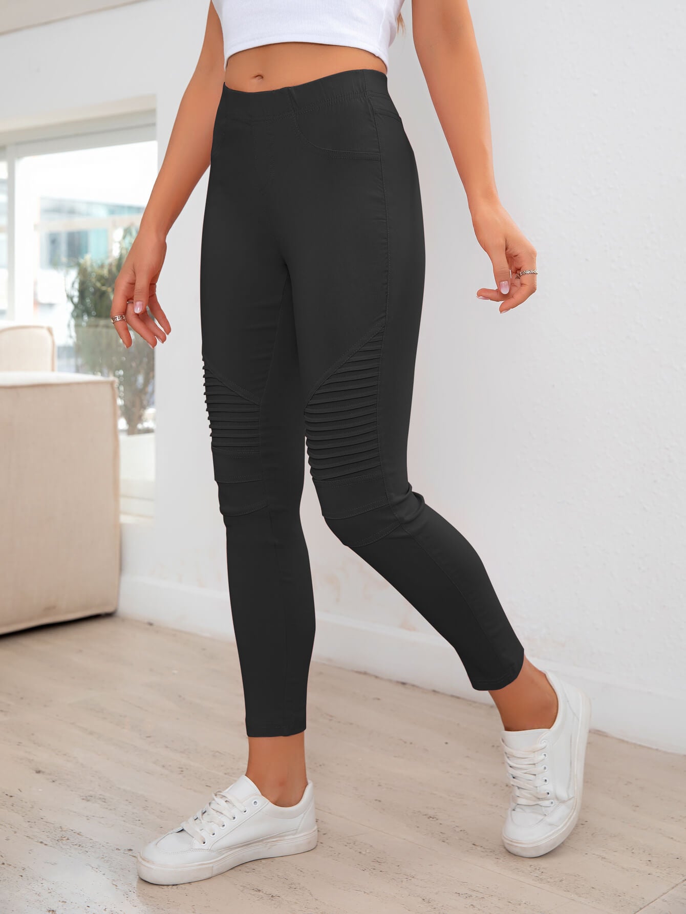 Ladies Ribbed Detail Leggings