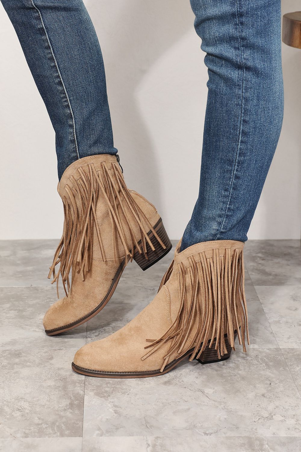 Legend Women's Fringe Cowboy Western Ankle Boots Tan Color - BossDeals Online