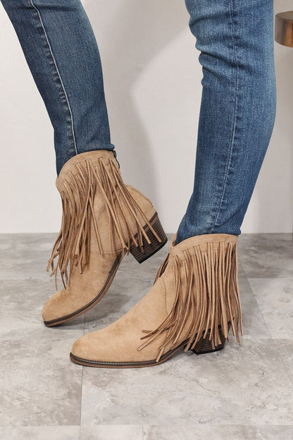 Legend Women's Fringe Cowboy Western Ankle Boots Tan Color - BossDeals Online