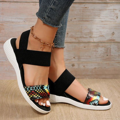 PU Leather Open Toe Low Heel Sandals - BossDeals Online