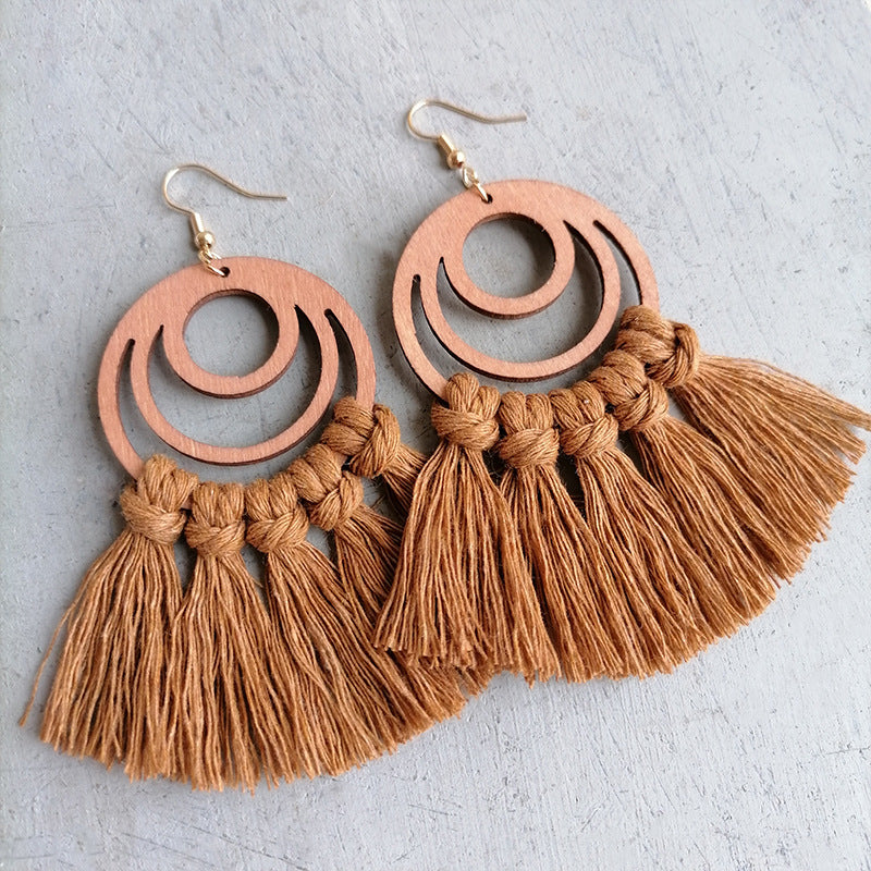 Tassel Detail Geometric Earrings - Bold, Modern Design