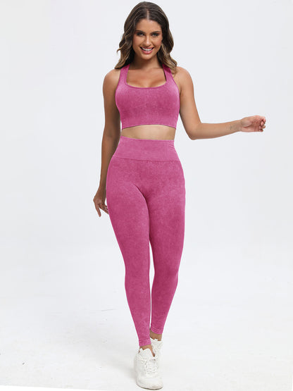 Women Scoop Neck Wide Strap Top and Pants Active Set