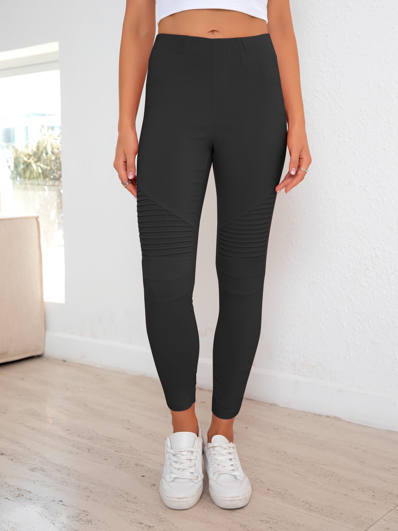 Ladies Ribbed Detail Leggings