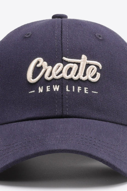 CREATE NEW LIFE Graphic Adjustable Cotton Baseball Cap