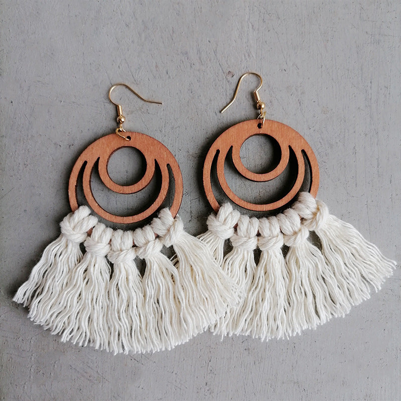 Tassel Detail Geometric Earrings - Bold, Modern Design